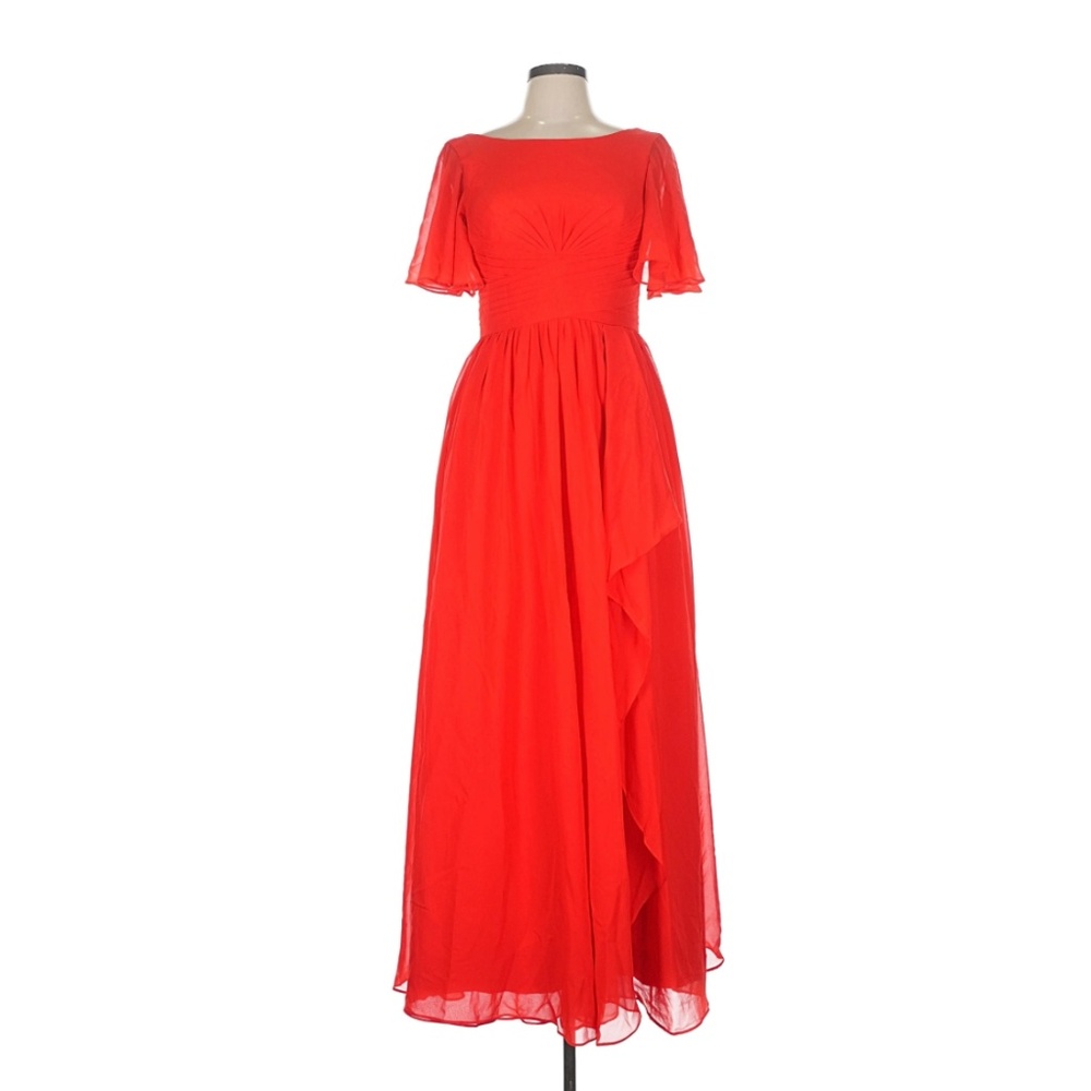 Size 8 Red Chiffon Corset Back Maxi Dress NWOT